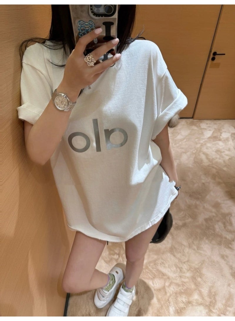 Alo Graphic Logo Loose Fit Short Sleeve T-Shirt - Round Neck - Image 1